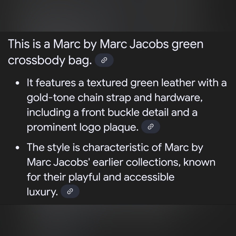 Marc By Marc Jacobs Green Leather Shoulder Bag with Gold Chain - Picture 10 of 10